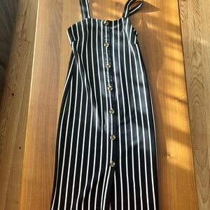 Black and White Striped Button-Down Dress